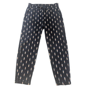 Old Navy Linen-Blend Tapered Pants • Estimated Medium • Navy Printed Pull-On